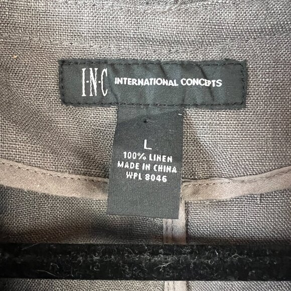INC International Concepts Charcoal Gray Linen Jacket Size L Boho Lagenlook - Picture 2 of 7